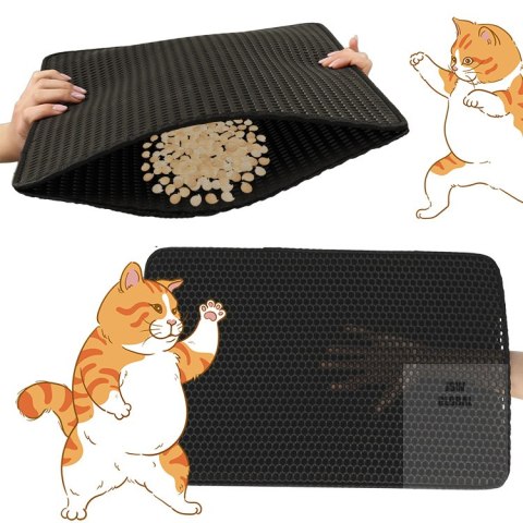 Mata pod kuwetę dla kota wodoodporna dwuwarstwowa 40x60cm XXL Mata pod kuwetę dla kota wodoodporna dwuwarstwowa 40x60cm XXL