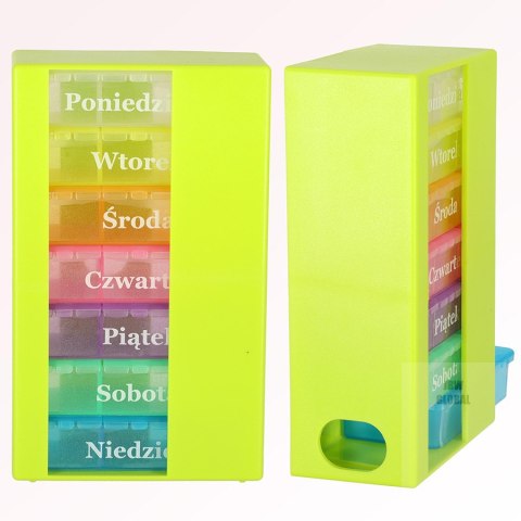 Pudełko organizer na leki na tabletki kasetka 7 dni 3 pory dnia 4 języki Pudełko organizer na leki na tabletki kasetka 7 dni 3 pory dnia 4 języki
