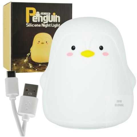 Lampka nocna dla dzieci silikonowa LED biała pingwinek Lampka nocna dla dzieci silikonowa LED biała pingwinek
