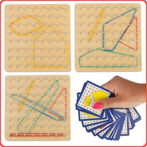 Geoboard geoplan drewniana układanka tworzenie kształtów z gumek Geoboard geoplan drewniana układanka tworzenie kształtów z gumek