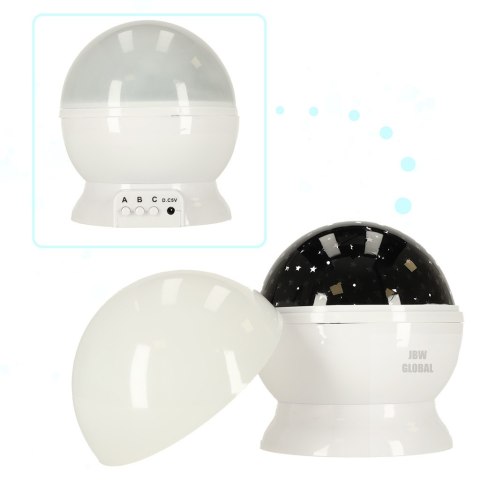 Lampka nocna projektor gwiazd 2w1 USB biała Lampka nocna projektor gwiazd 2w1 USB biała