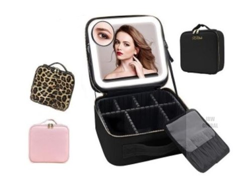 Kosmetyczka organizer na kosmetyki biżuterię z lusterkiem LED czarny Kosmetyczka organizer na kosmetyki biżuterię z lusterkiem LED czarny