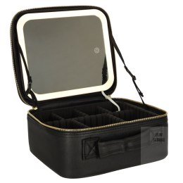 Kosmetyczka organizer na kosmetyki biżuterię z lusterkiem LED czarny