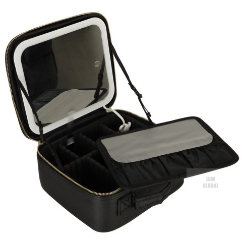Kosmetyczka organizer na kosmetyki biżuterię z lusterkiem LED czarny Kosmetyczka organizer na kosmetyki biżuterię z lusterkiem LED czarny