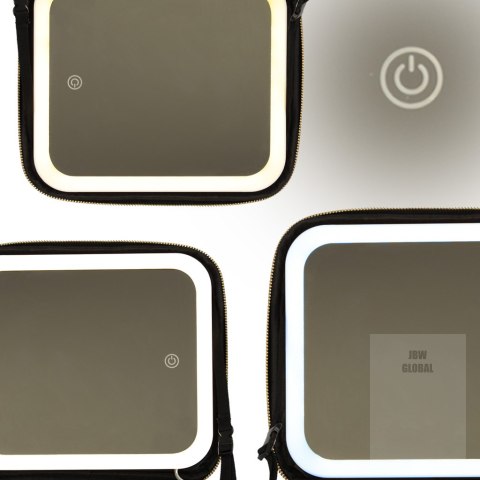 Kosmetyczka organizer na kosmetyki biżuterię z lusterkiem LED czarny Kosmetyczka organizer na kosmetyki biżuterię z lusterkiem LED czarny