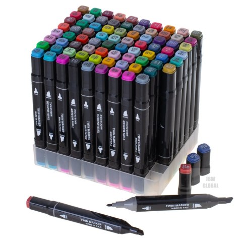 Markery dwustronne alkoholowe w etui 80 + podstawka Markery dwustronne alkoholowe w etui 80 + podstawka