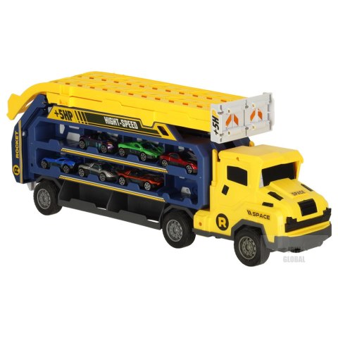 Tor wyścigowy samochodowy laweta transporter 6 el. żółty Tor wyścigowy samochodowy laweta transporter 6 el. żółty