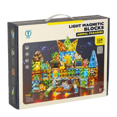 Klocki magnetyczne świecące 124 el. Klocki magnetyczne świecące 124 el.