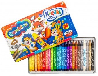Kredki w metalowym pudełku 24 kolory + temperówka BAMBINO Kredki w metalowym pudełku 24 kolory + temperówka BAMBINO