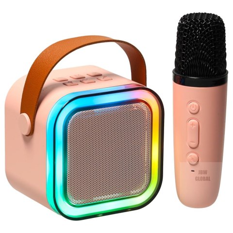 Zestaw do karaoke mikrofon + głośnik przenośny BLUETOOTH USB LED różowy Zestaw do karaoke mikrofon + głośnik przenośny BLUETOOTH USB LED różowy