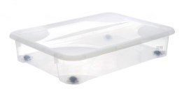 Pojemnik plastikowy pod łóżko 60L z kółkami i pokrywą TRANSPARENTNY Kamai EDA