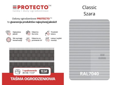 Taśma ogrodzeniowa 52mb Thermoplast® CLASSIC LINE 9,5cm SZARA PROTECTO Taśma ogrodzeniowa 52mb Thermoplast® CLASSIC LINE 9,5cm SZARA PROTECTO