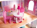 Domek dla lalek drewniany MDF mebelki 70cm różowy LED