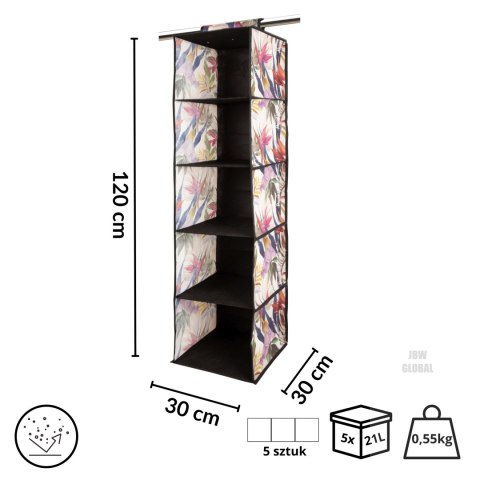 FLORAL w kwiaty wiszący organizer do szafy 5 przegród 30x30x120m Kamai Ordinett FLORAL w kwiaty wiszący organizer do szafy 5 przegród 30x30x120m Kamai Ordinett