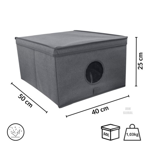 GREY szary organizer do szafy z pokrywą oraz oknem 50x40x25cm Kamai Ordinett GREY szary organizer do szafy z pokrywą oraz oknem 50x40x25cm Kamai Ordinett