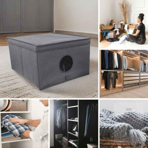 GREY szary organizer do szafy z pokrywą oraz oknem 50x40x25cm Kamai Ordinett GREY szary organizer do szafy z pokrywą oraz oknem 50x40x25cm Kamai Ordinett