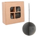 Zestaw 4 bombek papierowych składanych 7cm - elegancka szarość Kamai