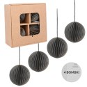 Zestaw 4 bombek papierowych składanych 7cm - elegancka szarość Kamai