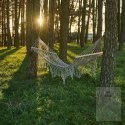 Hamak ogrodowy boho siatka frędzle leżak wiszący makrama 200cm szary