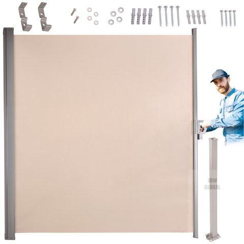 Markiza boczna tarasowa LUARO parawan zwijana 180 x 400 cm beżowa Kik Sp. z o. o. Sp. k. Markiza boczna tarasowa LUARO parawan zwijana 180 x 400 cm beżowa Kik Sp. z o. o. Sp. k.