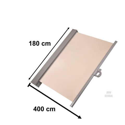 Markiza boczna tarasowa LUARO parawan zwijana 180 x 400 cm beżowa Kik Sp. z o. o. Sp. k. Markiza boczna tarasowa LUARO parawan zwijana 180 x 400 cm beżowa Kik Sp. z o. o. Sp. k.