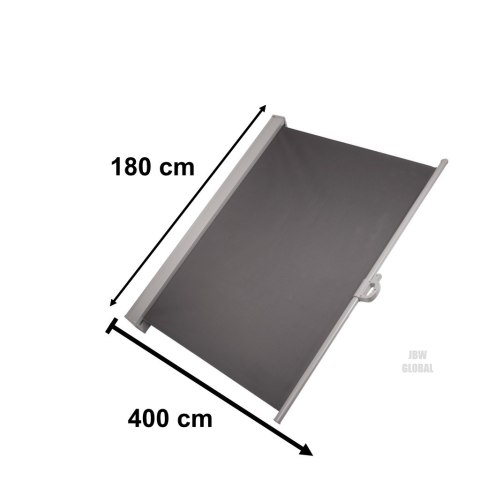 Markiza boczna tarasowa LUARO parawan zwijana 180 x 400 cm szara Kik Sp. z o. o. Sp. k. Markiza boczna tarasowa LUARO parawan zwijana 180 x 400 cm szara Kik Sp. z o. o. Sp. k.