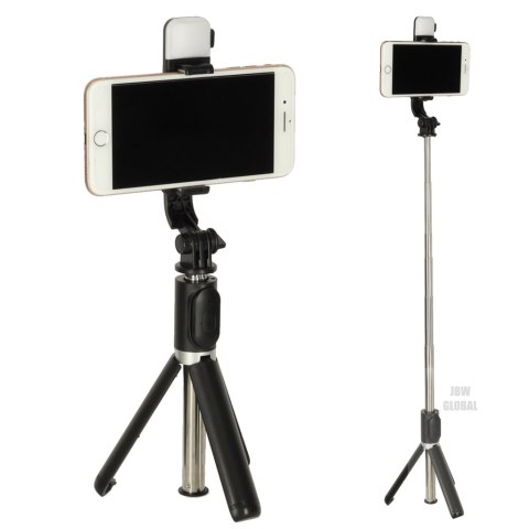 Kijek uchwyt do selfie lampa statyw tripod czarny Kijek uchwyt do selfie lampa statyw tripod czarny