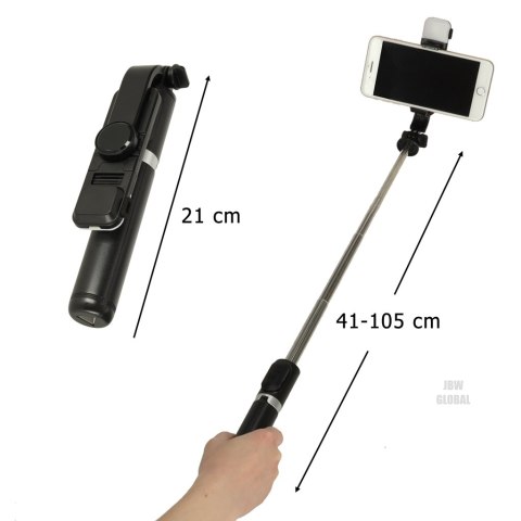 Kijek uchwyt do selfie lampa statyw tripod czarny Kijek uchwyt do selfie lampa statyw tripod czarny