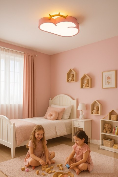 Lampa LED sufitowa plafon do pokoju dziecięcego ściemniana LUMELA + pilot chmurka różowa Kik Sp. z o. o. Sp. k. Lampa LED sufitowa plafon do pokoju dziecięcego ściemniana LUMELA + pilot chmurka różowa Kik Sp. z o. o. Sp. k.
