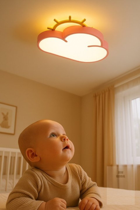 Lampa LED sufitowa plafon do pokoju dziecięcego ściemniana LUMELA + pilot chmurka różowa Kik Sp. z o. o. Sp. k. Lampa LED sufitowa plafon do pokoju dziecięcego ściemniana LUMELA + pilot chmurka różowa Kik Sp. z o. o. Sp. k.
