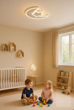 Lampa LED sufitowa plafon do pokoju dziecięcego ściemniana LUMELA + pilot księżyc biała Kik Sp. z o. o. Sp. k.