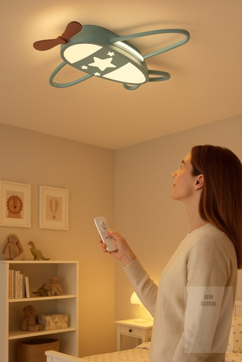 Lampa LED sufitowa plafon do pokoju dziecięcego ściemniana LUMELA + pilot samolot Kik Sp. z o. o. Sp. k. Lampa LED sufitowa plafon do pokoju dziecięcego ściemniana LUMELA + pilot samolot Kik Sp. z o. o. Sp. k.