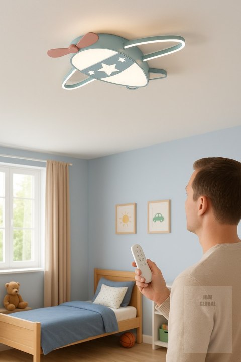 Lampa LED sufitowa plafon do pokoju dziecięcego ściemniana LUMELA + pilot samolot Kik Sp. z o. o. Sp. k. Lampa LED sufitowa plafon do pokoju dziecięcego ściemniana LUMELA + pilot samolot Kik Sp. z o. o. Sp. k.