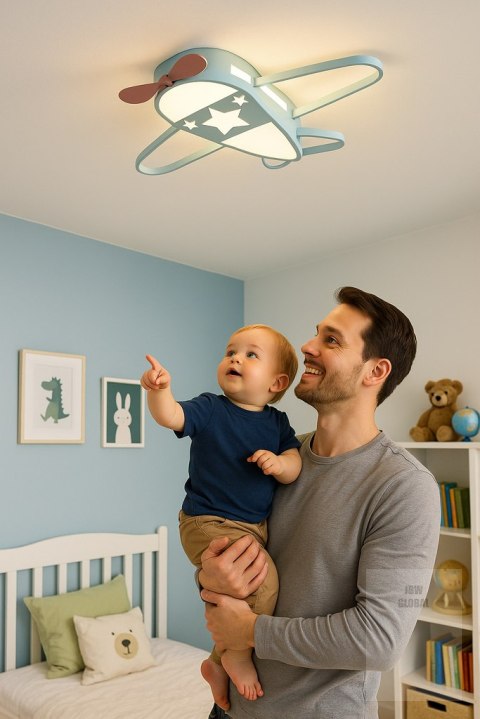 Lampa LED sufitowa plafon do pokoju dziecięcego ściemniana LUMELA + pilot samolot Kik Sp. z o. o. Sp. k. Lampa LED sufitowa plafon do pokoju dziecięcego ściemniana LUMELA + pilot samolot Kik Sp. z o. o. Sp. k.
