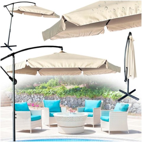 Parasol ogrodowy duży składany z wysięgnikiem 290cm beżowy Kik Sp. z o. o. Sp. k. Parasol ogrodowy duży składany z wysięgnikiem 290cm beżowy Kik Sp. z o. o. Sp. k.