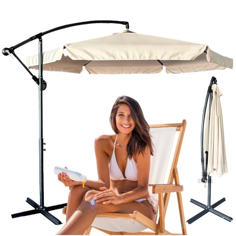 Parasol ogrodowy duży składany z wysięgnikiem 290cm beżowy Kik Sp. z o. o. Sp. k. Parasol ogrodowy duży składany z wysięgnikiem 290cm beżowy Kik Sp. z o. o. Sp. k.