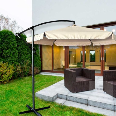 Parasol ogrodowy duży składany z wysięgnikiem 290cm beżowy Kik Sp. z o. o. Sp. k. Parasol ogrodowy duży składany z wysięgnikiem 290cm beżowy Kik Sp. z o. o. Sp. k.