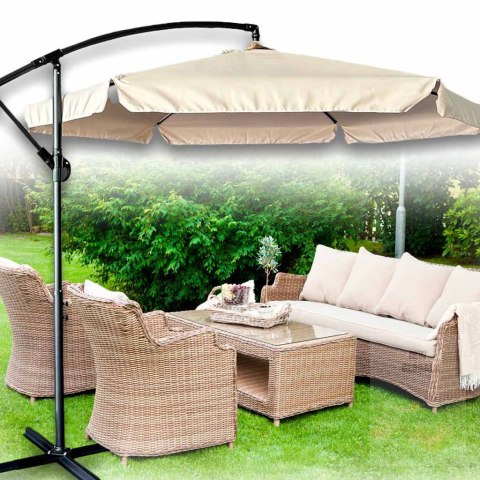 Parasol ogrodowy duży składany z wysięgnikiem 290cm beżowy Kik Sp. z o. o. Sp. k. Parasol ogrodowy duży składany z wysięgnikiem 290cm beżowy Kik Sp. z o. o. Sp. k.