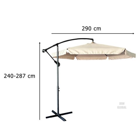 Parasol ogrodowy duży składany z wysięgnikiem 290cm beżowy Kik Sp. z o. o. Sp. k. Parasol ogrodowy duży składany z wysięgnikiem 290cm beżowy Kik Sp. z o. o. Sp. k.