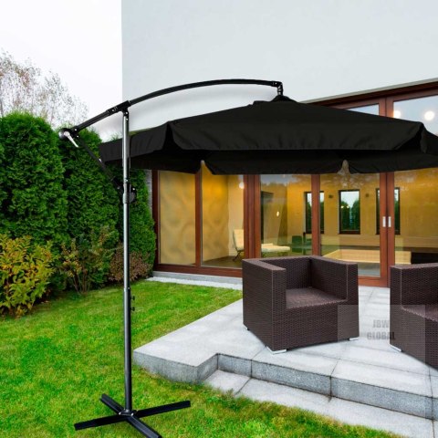 Parasol ogrodowy duży składany z wysięgnikiem 290cm czarny Kik Sp. z o. o. Sp. k. Parasol ogrodowy duży składany z wysięgnikiem 290cm czarny Kik Sp. z o. o. Sp. k.