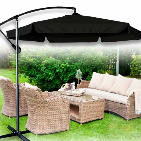 Parasol ogrodowy duży składany z wysięgnikiem 290cm czarny Kik Sp. z o. o. Sp. k. Parasol ogrodowy duży składany z wysięgnikiem 290cm czarny Kik Sp. z o. o. Sp. k.