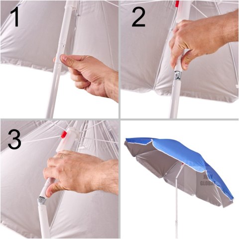 Parasol ogrodowy plażowy regulowany łamany składany UV 150cm niebieski Kik Sp. z o. o. Sp. k. Parasol ogrodowy plażowy regulowany łamany składany UV 150cm niebieski Kik Sp. z o. o. Sp. k.