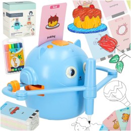 Robot edukacyjny interaktywny nauka rysowania pisania zestaw fiszki mazaki niebieski Kik Sp. z o. o. Sp. k.
