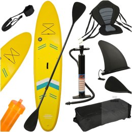 Deska SUP pompowana do pływania z siedzeniem akcesoriami wiosło zestaw żółta 350 cm Kik Sp. z o. o. Sp. k.