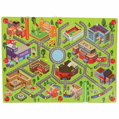 Gra labirynt magnetyczna planszowa drewniana do podróży duże miasto 2 graczy Gra labirynt magnetyczna planszowa drewniana do podróży duże miasto 2 graczy