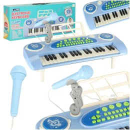 Keyboard dla dzieci pianinko interaktywne organki 37 klawiszy mikrofon statyw niebieskie Kik Sp. z o. o. Sp. k.