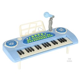 Keyboard dla dzieci pianinko interaktywne organki 37 klawiszy mikrofon statyw niebieskie Kik Sp. z o. o. Sp. k.