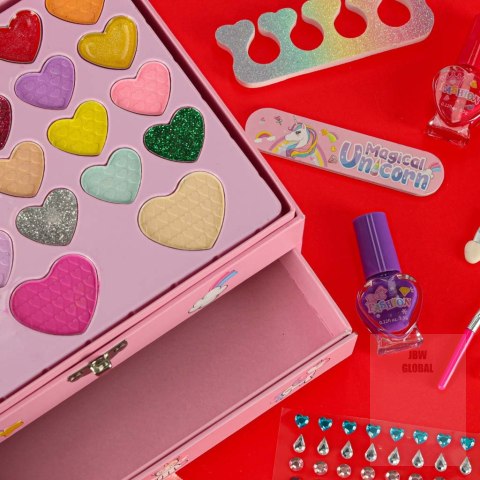 Kuferek zestaw kosmetyków do makijażu i paznokci makeup kosmetyki cienie lakiery szuflady jednorożec Kik Sp. z o. o. Sp. k. Kuferek zestaw kosmetyków do makijażu i paznokci makeup kosmetyki cienie lakiery szuflady jednorożec Kik Sp. z o. o. Sp. k.