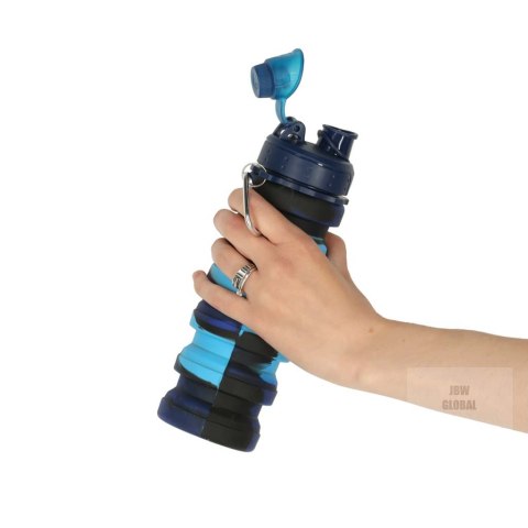 Butelka na wodę bidon silikonowy składany z uchwytem sportowy 500ml niebieski Kik Sp. z o. o. Sp. k. Butelka na wodę bidon silikonowy składany z uchwytem sportowy 500ml niebieski Kik Sp. z o. o. Sp. k.