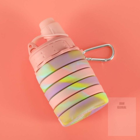 Butelka na wodę bidon silikonowy składany z uchwytem sportowy 500ml tęczowy Kik Sp. z o. o. Sp. k. Butelka na wodę bidon silikonowy składany z uchwytem sportowy 500ml tęczowy Kik Sp. z o. o. Sp. k.